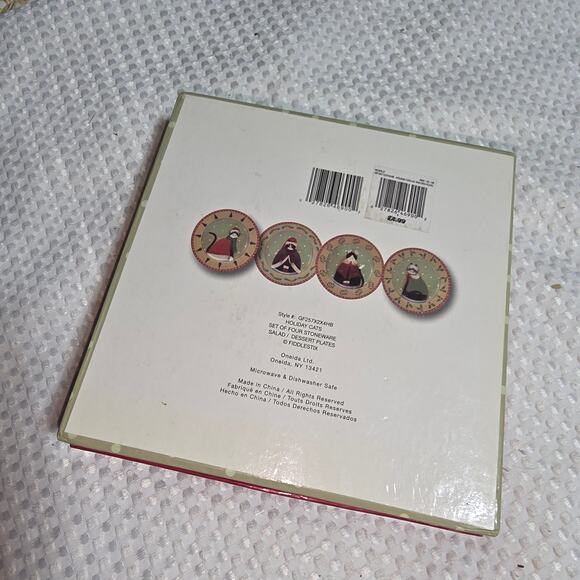 ONEIDA FIDDLESTIX SET OF 4 CHRISTMAS KITTY CATS PLATES - Picture 10 of 12